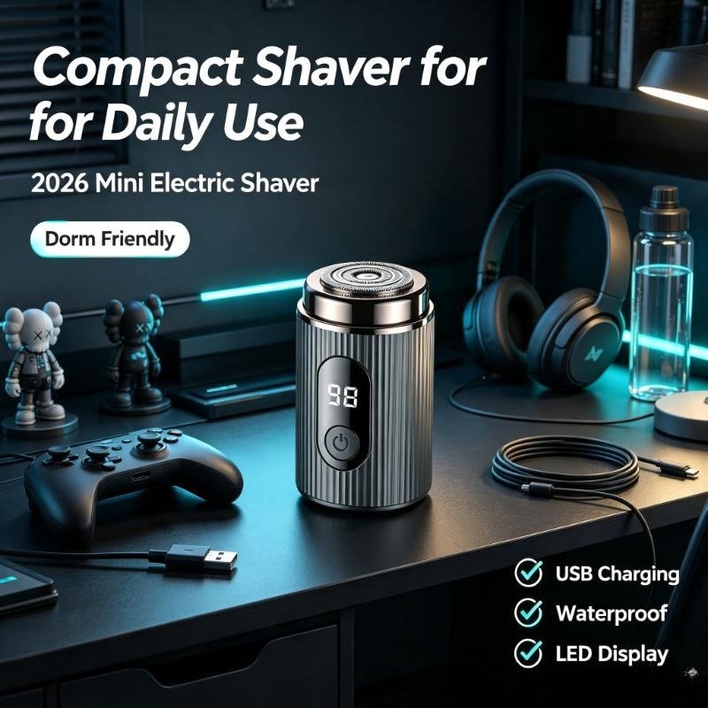 Men'S Grooming Razor Kit - 2026 Mini Electric Shaver Portable Rechargeable