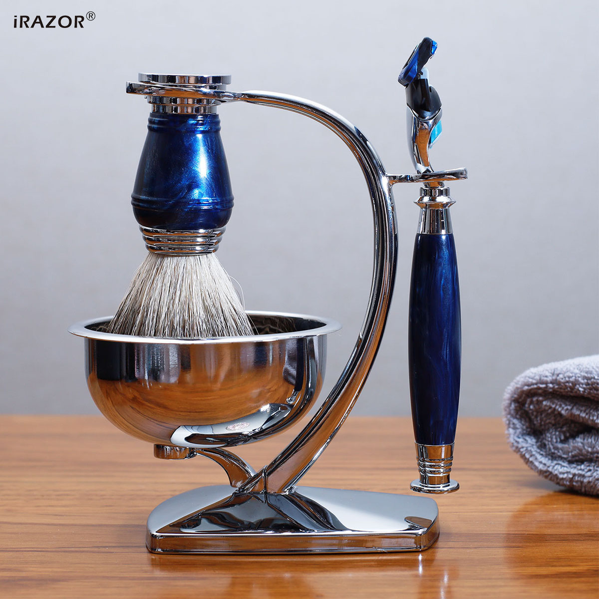iRAZOR Royal Blue Luxury Men's - Men'S Grooming Razor Kit 评论和价格